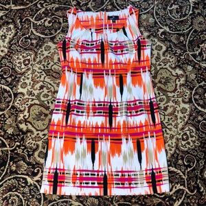 Vibrant Orange and Black Patterned Women's dress sleeveless 14 ronnie nicole